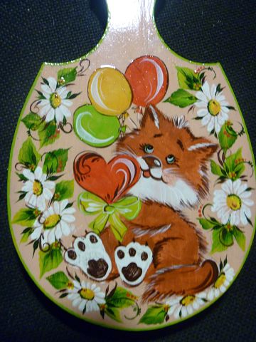 Котик-мечтатель. Роспись акрил